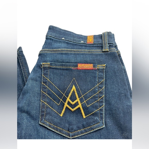 7 For All Mankind  flared A pocket dark denim jeans - Picture 1 of 11